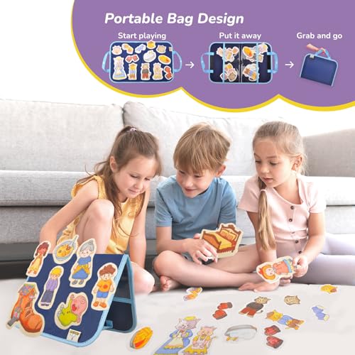 CHEFAN Felt/Flannel Board Story Set, PRECUT Felt Pieces for Preschool Toddlers Circle Time,Three Little Kittens,Old Woman Who Lived in Shoe,Little Miss Muffet,Jack and Jill - color: Three Little Kittens