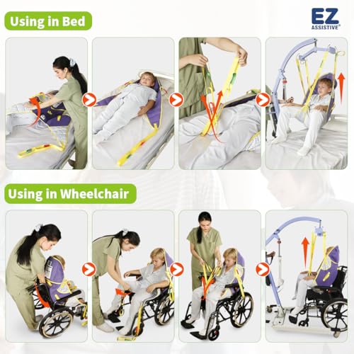 Children Patient Lift Sling, Dreamy Cloud Printed Transfer Sling for Child, Adjustable Medical Lift Aid for Home Use, Up to 110kg (7-10 Years Old) - size: 7-10 Year old