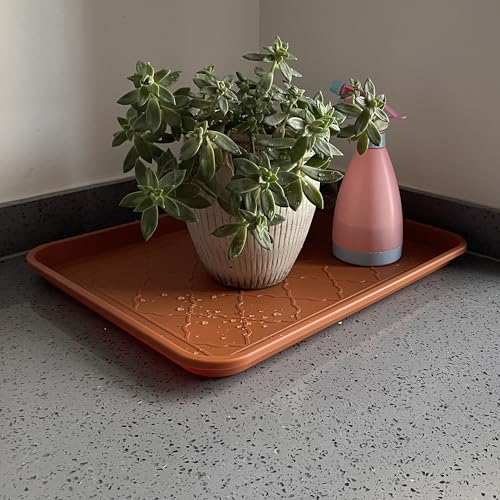 PetLike Boot Trays for Entryway Indoor, Pet Food Mat Trays, 16.7 x 12.8 inch 2 Packs, Waterproof Rubber Shoe Tray for Indoor and Outdoor, Multi-Purpose Tray for Boots, Shoes, Pets, Garden - color: Terracotta, size: 16.7x12.8 INCH