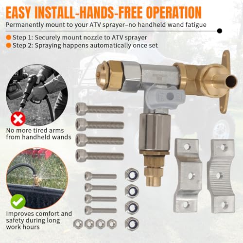Boomless Sprayer Nozzle ATV Spot Sprayer Width Up to 31FT(Style1) | 2-in-1 Boomless & Fence Line Sprayer Nozzle, Adjustable Pattern