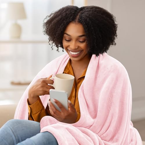 Utopia Bedding Ultra Soft Fleece Bed Blanket Throw Size Pink (50x60 Inches) | Microfiber Plush Warm Lightweight Breathable Cozy Blanket Anti-Static, All Season Use, Gift for Women and Men - color: Pink, size: Throw (50x60 Inch)