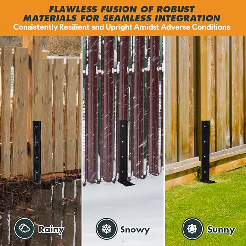 4 Pack Fence Post Repair Kit, Adjustable Steel Ground Stake Anchors | Heavy Duty Fence Post Support With Adjustable Connection To Stabilize Leaning, Loose Or Weakened Wooden Posts For Outdoor Use