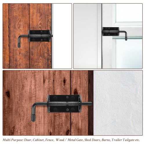 Spring Loaded Gate Latch Pin Barrel Bolt 6in Durable Solid Steel for Shed Doors Wood Metal Gate Black - 2pcs - style: Black 6in 2pcs