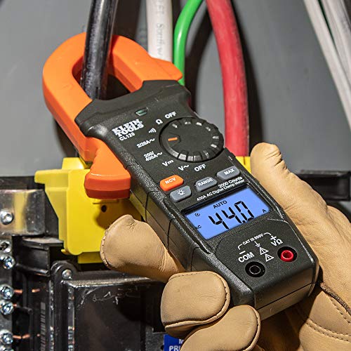 Klein Tools CL120 Digital Clamp Meter, Auto-Ranging 400 Amp AC, AC/DC Voltage, Resistance, Continuity, Non-Contact Voltage Tester Detection - size: Clamp Meter