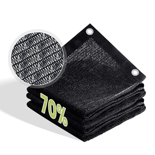 70% Patio Shade Cloth 5×8 FT with Grommets, Outdoor Sun Shade Fabric UV Protection for Backyards, Chicken Coop, Greenhouse, Carport, Garden, Black - size: 70%-0 5 × 0 8 FT