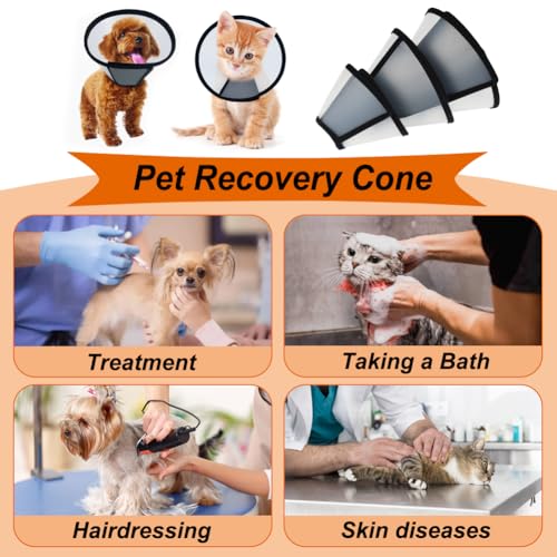 Vivifying Cat Cone Collar– 3 Sizes Lightweight Soft Edge Recovery Cone for Cats, Adjustable Plastic Elizabethan Anti-Lick E-Collar for Post-Surgery Protection (Small) - size: S