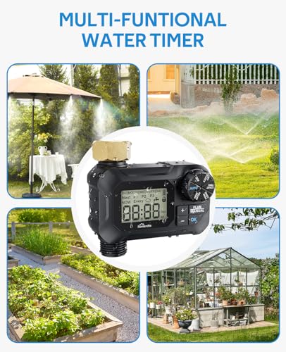 Automatic Misting Cooling System with Timer, 91.8FT Misting Line | 24 Brass Nozzles, 3/4" Brass Adapter, For Patio Misting, Grenhouse Watering & Chicken Coop Cooling - size: 91.8FT / 28M