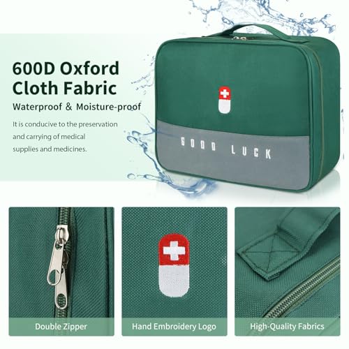 First Aid Bag Empty, Multifunction Emergency Medicine Storage Bag for Outdoor Camping Hiking Travel Emergency (Green)