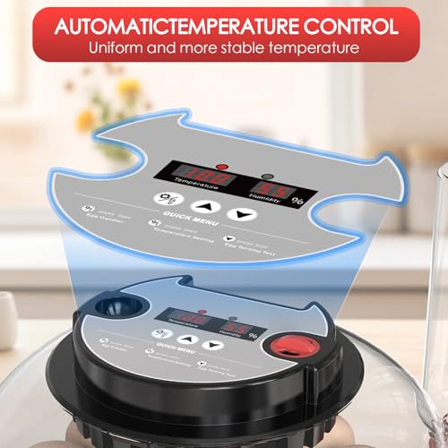 Incubators for Hatching Eggs Automatic Egg Incubator with Temperature Control Humidity Display 12 Egg Capacity for Chicken Duck Goose Eggs Digital Display Auto Turner 360° View - color: Red Black