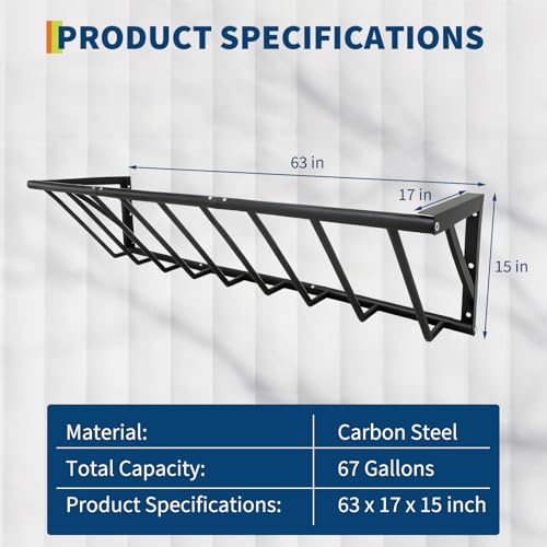 Wall Mounted Hay Feeder & Blanket Holder, 63" Heavy Duty Steel Hay Rack for Horse Stall, Goat Shed, Sheep Barn, 67 Gallons Large Capacity Feeder Organizer for Feeding and Storage | for Horse Stall, Goat Shed, Sheep Barn, 67 Gallons Large Capacity Feeder O