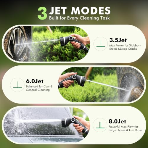 RESTMO Hose Nozzle Heavy Duty, Hose Spray Nozzle Thumb Control for Outdoor | 7 Adjustable Spray Patterns, Leak Proof Hose Nozzle with Flow Control, Ideal for Plants & Lawns, Cars & Pets - color: Black