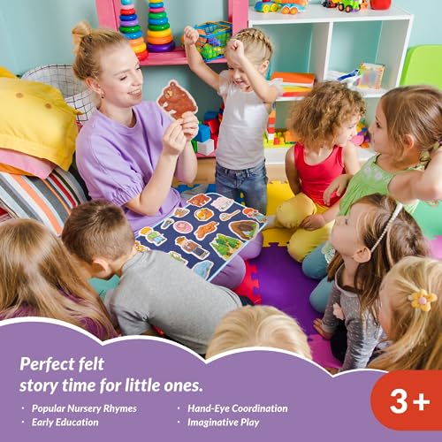 CHEFAN Felt/Flannel Board Story Set of 4, PRECUT Felt Pieces for Preschool Toddlers Circle Time,We are Going On A Bear Hunt, Mary Had A Little Lamb, Little Bo-Peep, Little Boy Blue - color: A Bear Hunt