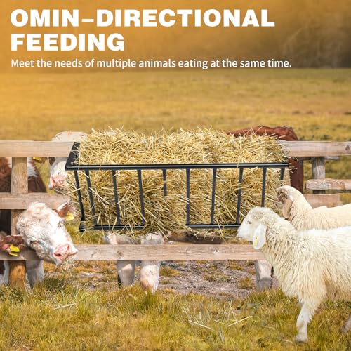 Outvita Horse Hay Feeder, 40.5'' Long Livestock Hay Feeder with 25 Gallon Large Capacity, Carbon Steel Wall Mounted Hay Rack for Horses, Sheep, Goats, Indoor Outdoor Uses(Black) - size: 40.5 in