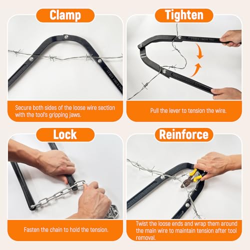Heavy Duty Fence Fixer,Fence Wire Repair Tool,Lifetime Replacement Guarantee,Corrosion-Proof Iron Construction Designed for Electric Fences,Horse Fencing and mesh Wire Applications. (Black)