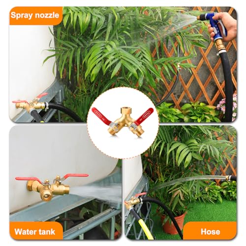 SIGURANTA 2 Way Hose Splitter Heavy Duty Brass Y Valve Garden Faucet 1 Pack | Full Flow High Pressure Diverter, 3/4 GHT Thread, Rust Resistant for Lawn Irrigation, Car Wash & Outdoor Garden Use - color: 2-Way Full Flow 1PCS