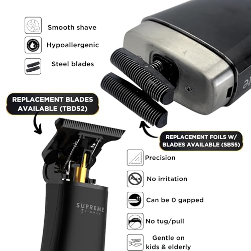 Supreme Trimmer 2-in-1 DLC T-Shaper Beard & Hair Trimmer + Crunch Lite Foil Shaver | Barber-Grade Precision & Travel Kit | Cordless Beard Grooming Set - style: Crunch Lite & DLC T-Shaper