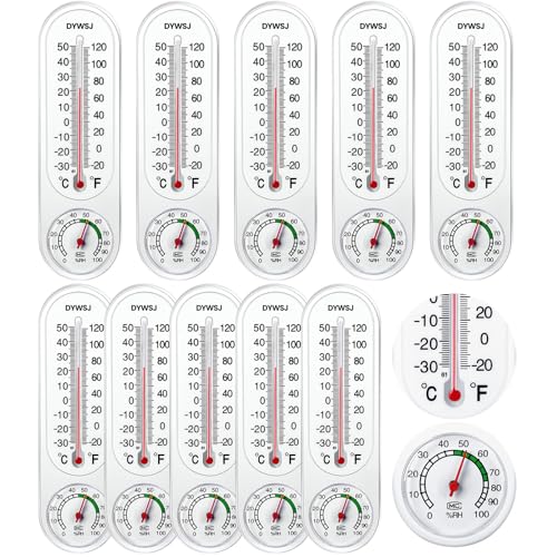 10 Pcs Indoor Outdoor Thermometer Hygrometer for Wall with ℃/℉ | Humidity Gauge Meter Monitor, with Celsius/fahrenheit, for Room Patio Greenhouse Cellar Field Cellar Garden Closet