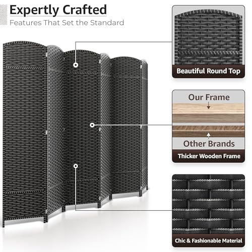 Sorbus Foldable Room Divider, Mesh Privacy Screen (6 Panel, Grey White) | Folding screens, dividers for rooms, double-hinged panels; freestanding partition for bedrooms, offices and shared areas - color: Grey White, size: 6 Panel