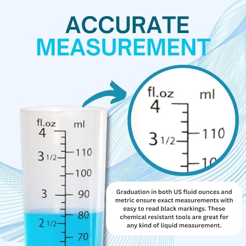 4oz (110 mL) Graduated Cylinder, and 8oz (250 ml) Measuring Pitcher- Heat Resistant & Chemical Resistant, Great for Chemicals, Oil, Pool and Lawn, Home Brew - Ounce (oz) and Milliliter (mL)