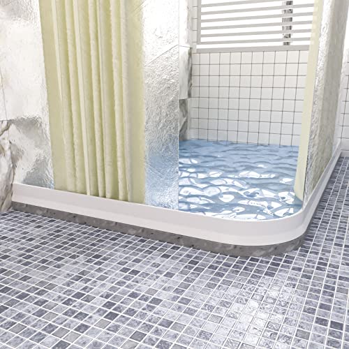 Raycity 3"H Shower Threshold Water Dam, Shower Water Guard, 98 Inch, White | Silicone Rubber Water Stopper for Walk in Shower, Water Barrier, Prevent Leaks, Suitable for Bathroom, Kitchen - color: White, style: 98 inch