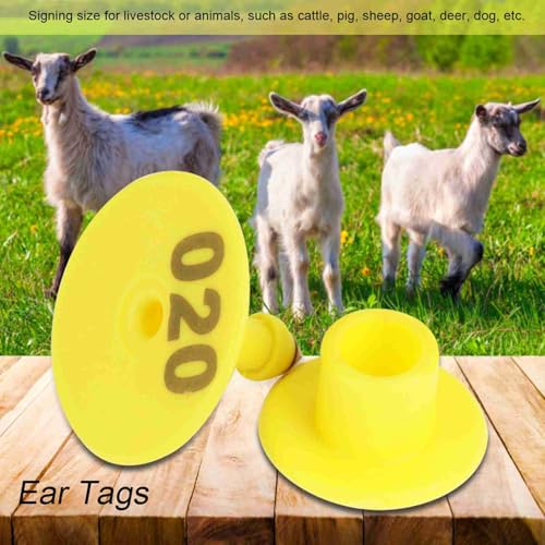100PCS Cattle Ear Tag Plastic Livestock Ear Tag Animal Identification Earring Tagger for Cow Cattle Sheep Goats Pigs (Yellow)