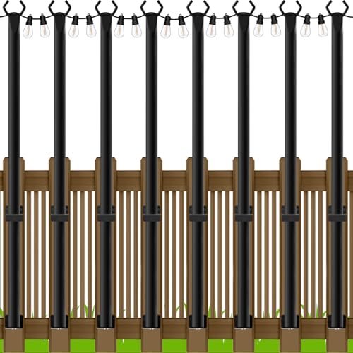 LETIANPAI 8 Pack String Light Poles,5 Ft Metal Poles with Fence Bracket for Outdoor String Lights,Outdoor Light Poles,Poles/Post/Stand for Outside - size: 8 Pack 5FT