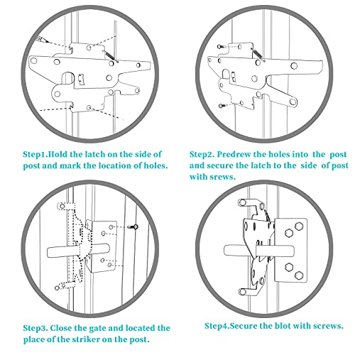 Heavy Duty Gate Latch, Post Mount Automatic Self-Closing Door Latch,for Wooden/Vinyl Fence, Pool,Garden Outdoor, W/Mounting Screws (White) - color: White