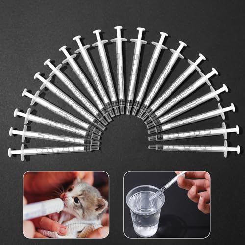 60 Pack 1ml Syringe for Liquid, 1cc Plastic Small Syringes for Scientific Labs, Measuring Liquids, Feeding Pets, Medical Student, Oil or Glue Applicator, Non-Sterile, No Needle - size: 1ml Syringes-20pcs (Pack of 3)