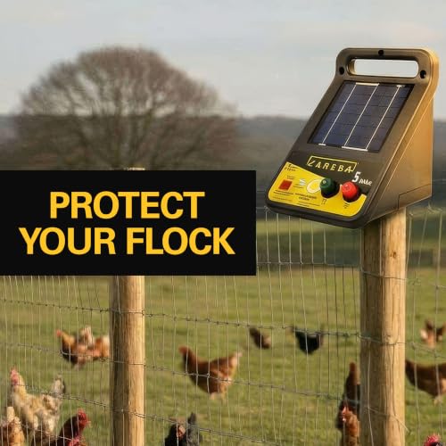 Zareba Solar Electric Fence Charger, 5 Mile Range Low Impedance Energizer | 360-Degree Rotation, T-Post Mounting Bracket, Rotational Grazing Fence Charger for Livestock & Cattle, Contain Animals