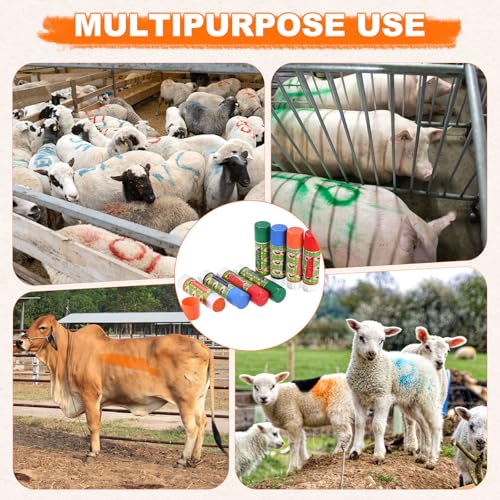 M METERXITY 3-Pack Livestock Marker, 11.4 Cm/4.5 Inches Length Medium Animal Crayons for Pig Cattle Cow Sheep Supplies, Farming Livestock Marking Accessory [Red/Green/Blue]