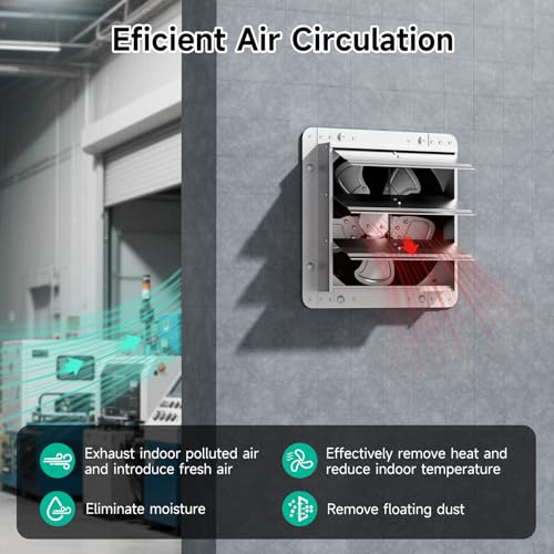 10" Shutter Exhaust Fan,1160CFM,5-Blade,Ball Bearing,Power Switch | 35W for workshops,barns,attics,garages and sheds.Foam sealing edge blocks drafts,rain and bugs.Rust-proof steel construction - size: 10in