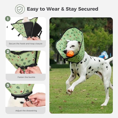 Avont 2026 Upgraded Dog Recovery Collar, Breathable Elizabethan Collar, S | Soft Dog Cone Alternative After Surgery to Stop Licking, Foldable/Adjustable/Secure-Fit for Medium Large Dogs, Avocado - color: Avocado, size: S Neck:(11.4"-12.6") Depth:(7.9")