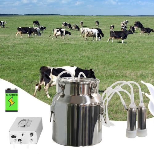 7L Cow Milking Machine,Rechargeable & Adjustable Suction Electric Milker - size: 7L Cow Battery
