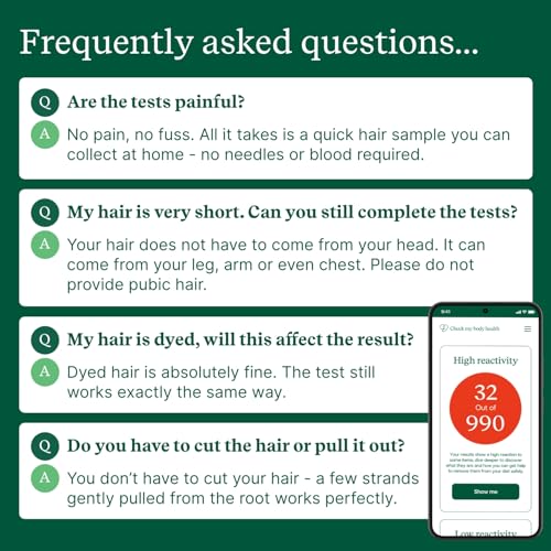 Food Sensitivity Test Kit for Adults & Kids - 990 Items - Hair Sample | Complete Food Sensitivity Test by Check My Body Health - Results in 3–5 Days - Includes Nutritional Support and Meal Planner - size: 900 Test Kit