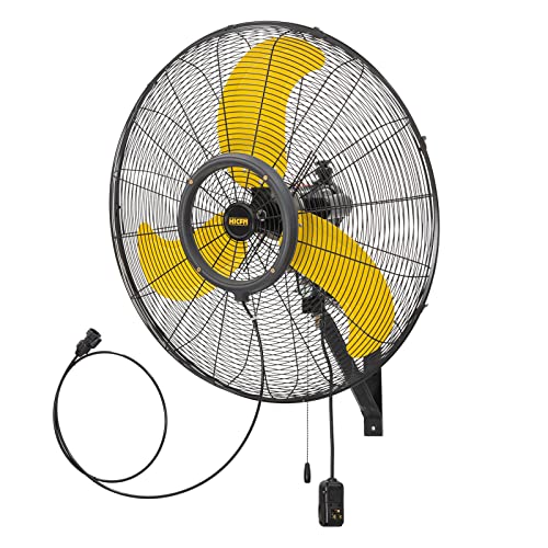 HiCFM 30 inch Misting Outdoor Oscillation Weatherproof Wall Mounted Fan | Industrial Fan with IP44 Enclosure Motor, GFCI Plug, 9300 CFM 3-Speeds High Velocity Powerful Wall Fan, UL Outdoor Approved - size: 30" outdoor