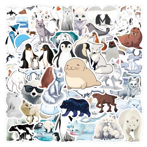 Cute Artic Animals Stickers Penguin Polar Bear Decals for Kids Teen 60PCS | Waterproof Vinyl Kawaii Artic Animal Sticker for Water Bottle Laptop Luggage Skateboard Gifts for Adult Decal Teachers Reward - color: Arctic