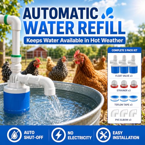 3PCS 3/4 Inch Top Inlet Water Float Valve | Automatic Water Level Control, Plastic Shut Off, For Livestock Waterer, Pond, Pool, Aquarium - size: 3/4''-3 PCS