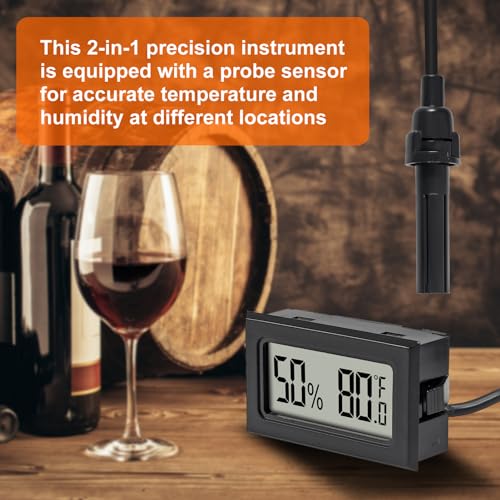 1Pcs Mini Digital Thermometer Hygrometer Gauge with Probe Sensor LCD Display Meter Indoor Temperature Humidity Fahrenheit Meter for Incubator Reptile Plant Tank Garden ℉ - size: 1 pcs