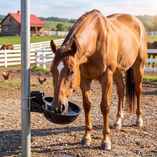 1 Pcs 2.5 L/ 0.66 Gal Automatic Livestock Waterer, Heavy Cast Iron Push-Paddle Water Trough, Black Stainless Steel Livestock Water Bowl for Horse Cattle Goat Pig 11.8 x 9.06 x 3.94 Inch