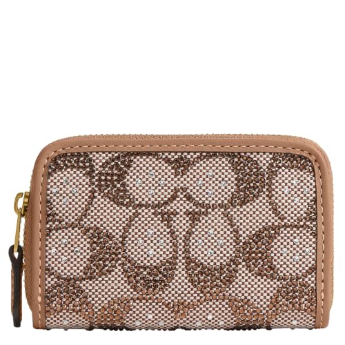 Coach Women's Crystal Signature Jacquard Essential Small Card Case, Mushroom, One Size - color: Mushroom, size: One Size