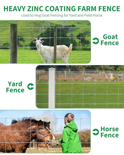 Hinge Knot Livestock Fencing for Cattle Goats Sheep Hog, Heavy Duty Durable Metal Field Fence for Pasture Yard Garden | Hinge Knot Livestock Fencing for Cattle Goats Sheep Hog, Heavy Duty Durable Metal Field Fence for Pasture Yard Garden