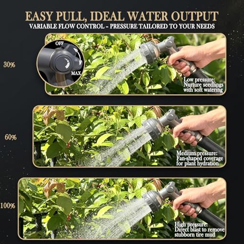 Garden Hose Nozzle Heavy Duty Metal Water Hose Sprayer | Heavy Duty Metal Spray Nozzle With Thumb Control. Japanese-style Design & 8 Spray Patterns For Different Blooming Seasons - color: Black Gray