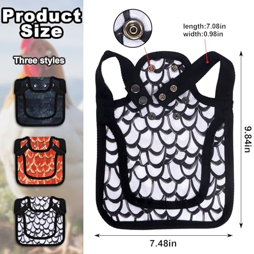 3 Pack Chicken Saddles for Hens, Chicken Saddles with Adjustable Elastic Shoulder Straps Chick Apron Back Protector for Small, Medium and Large Hen, Hens Care Accessories
