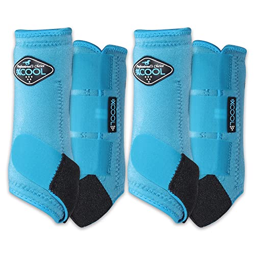 Professional's Choice 2XCOOL Sports Medicine Horse Boots | Protective & Breathable Design for Ultimate Comfort & Durability in Active Horses | Value 4 Pack - color: Pacific Blue