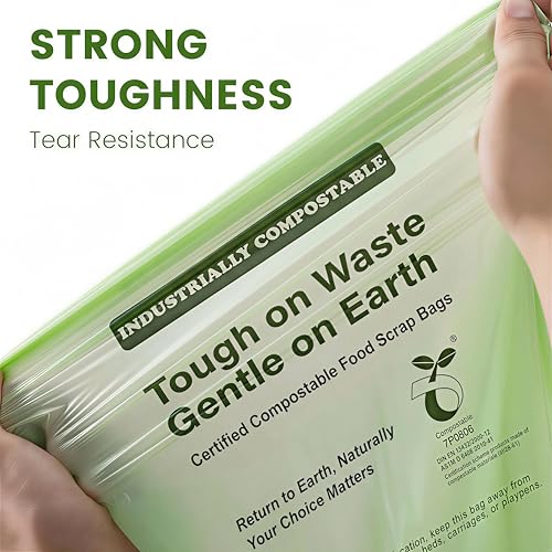 13 Gallon Compostable Kitchen Bags with Handles, 32 Count - Extra Thick 0.9 Mil Tall Kitchen Bin Liners, Seedling Certified, Unscented Food Scrap Bags - color: 13Gal 32Pcs