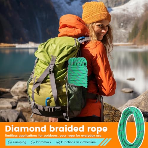 MaxxHaul 3/8-inch x 50 ft Diamond Braided Polypropylene Rope - 500 lb Load Capacity, Weather & UV Resistant Utility Cord - Ideal for Camping and DIY Projects (50227) - size: 3/8" x 50 Ft