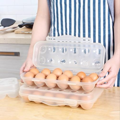 12 Grid Egg Container, 2 Packs Egg Holder Plastic Egg Storage Box Egg Organizer for Fridge Portable Egg Tray with Lid for Refrigerator Camping Hiking Outdoor Activities (12 Counts-2 Packs) - style: 12 Counts-2 Packs