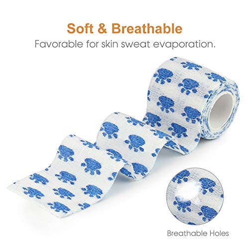 Vet Wrap Cohesive Bandages Bulk Self Adhesive Bandage Wrap Self Adherent Wrap Non-Woven for Dogs Pet Animals & Ankle Sprains & Swelling 2 Inch x 5 Yards (2 Inch Mixed Claw) - color: 2 Inch Mixed Claw