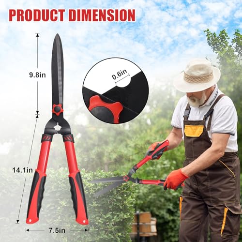 Hedge Clippers Shears Sharp Clean Cuts - Teflon Coated High Carbon Steel Blades,Ergonomic Comfortable Handle,Lightweight 24.8in Hedges Shears for Gardening Yard Effortless Trimming Shaping Shrubs Bush