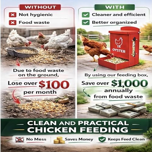 Premium Metal2 Packs Oyster Shell Feeder for Chicken with Lid Viewing Window Dual grit Feeder Grit Oyster rain Cover Duck Feeder Chicken Coop Accessories Improve Eggshell Quality and Hen Health